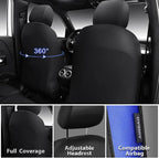 CAR PASS Memory Foam Leather Seat Covers,Air Cool Mesh Thick Car Seat Covers Front Seats Blue Leather Seat Covers for Cars Universal for SUVs Trucks,Airbag Compatible Comfort Durable,Black Blue Metal - Image 3