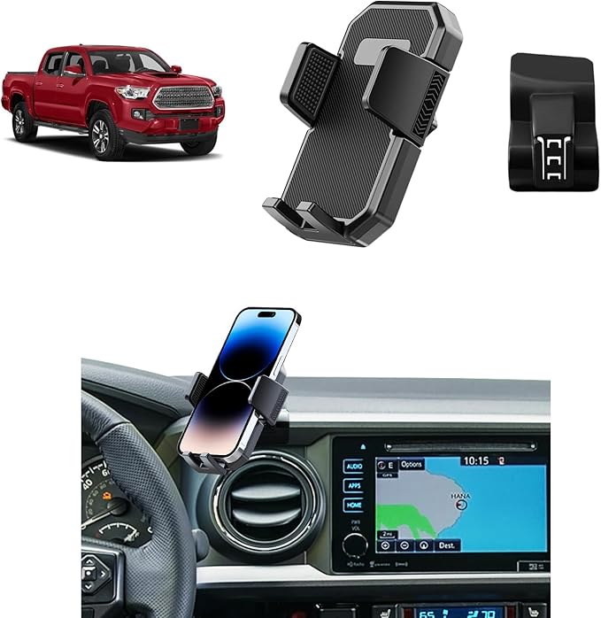 PZK Car Phone Holder for Toyota Tacoma 2016-2023 Accessories Custom Vent | 3rd Gen Tacoma Car Phone Mount Auto Lock Fixed Clip Hands Free 360° Rotation Phone Cradles for All 4.0-7.0'' Smartphones by SpecificCarPhoneHolder