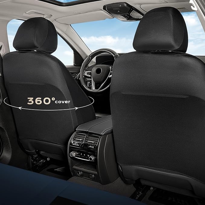 Coverado Car Seat Covers Full Set, Luxury Leather Car Seat Covers, Automotive Front and Rear Mesh Seat Covers, Full Set 5 Seats, Blue Black Seat Covers for SUV Sedan Truck - Image 3