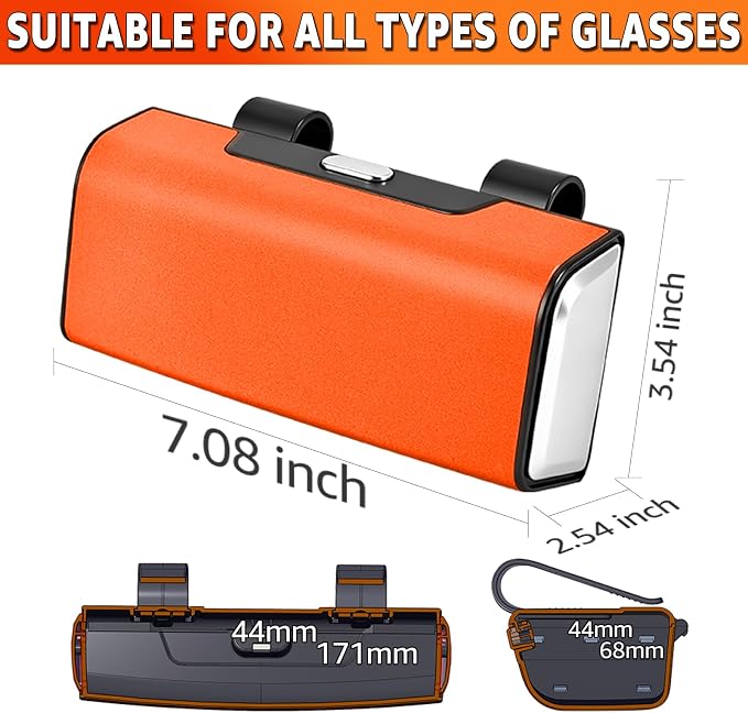 Car Sunglasses Holder for Sun Visor, Button Leather Eyeglass Hanger and Interior Storage Box - Image 3
