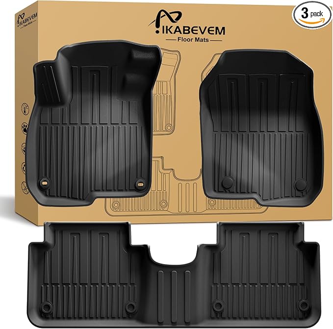 All Weather Floor Mats Fit for 2017-2022 Honda CR-V (Gasoline & Hybrid) | Custom Fit TPE Floor Liners Accessories for Honda CRV 1st and 2nd Row Full Set Car Mats by IKABEVEM