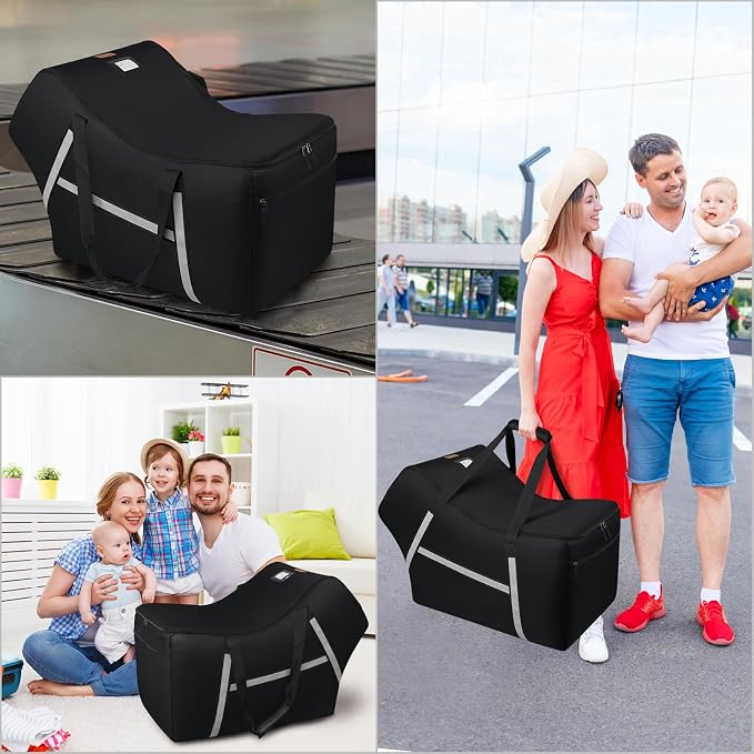 Infant Car Seat Travel Bag for Airplane Compatible with All Nuna Pipa Car Seat and Base,Chicco KeyFit 30 and Base, Padded Car Seat Bags for Air Travel,Car Seat Gate Check Bag with Side Pocket, Black - Image 6