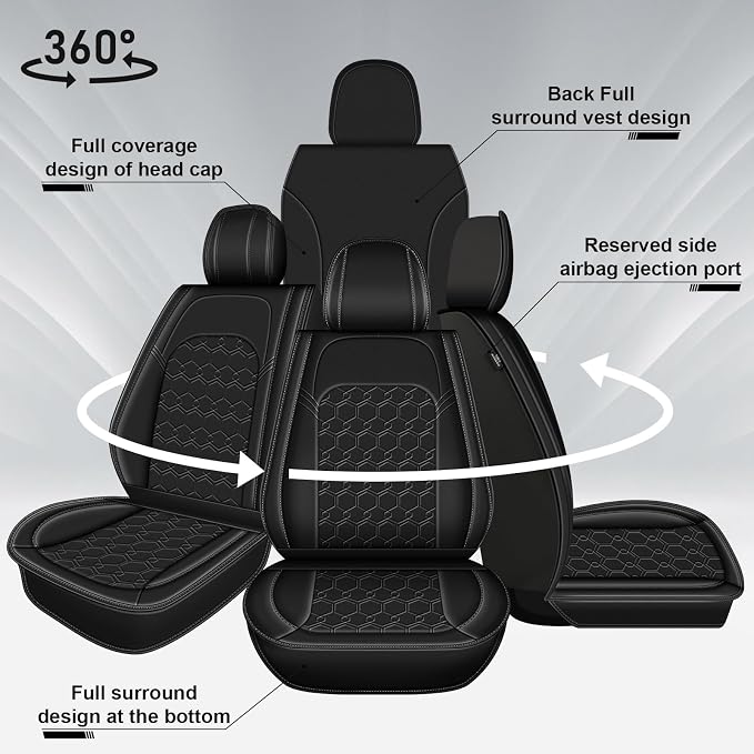 Car Seat Covers for Toyota 4Runner 2003-2026 2027 Full Set Faux Leather | Waterproof Breathable Scratch Resistant 360° Wrap Airbag Compatible Easy Clean (5 Seats,Black) - Image 7