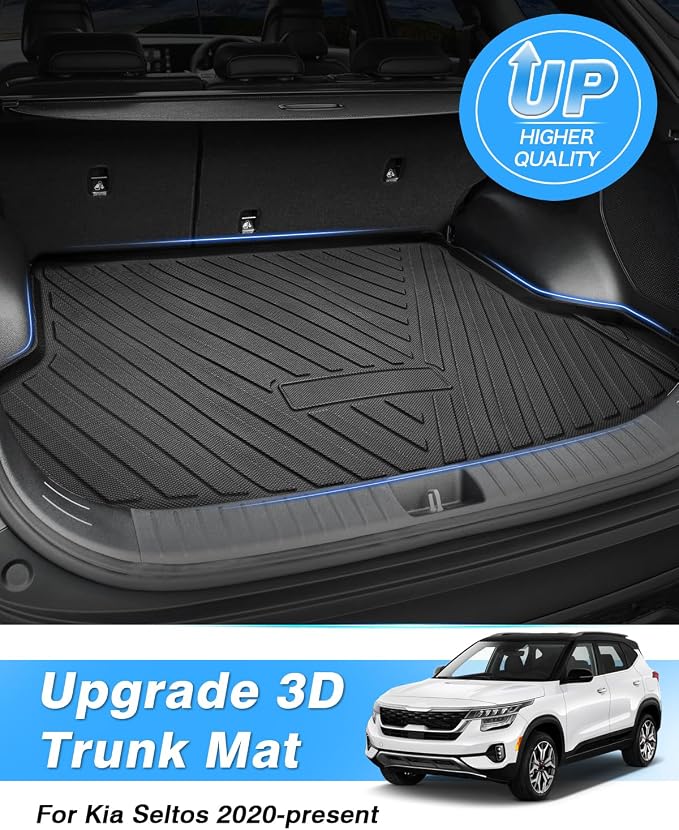 Powerty Trunk Mat for Kia Seltos 2021-2026(Just Fits Without Subwoofer)(No SX Turbo Models), All Weather TPE Cargo Mat Liner for Seltos Rear Trunk - Image 2