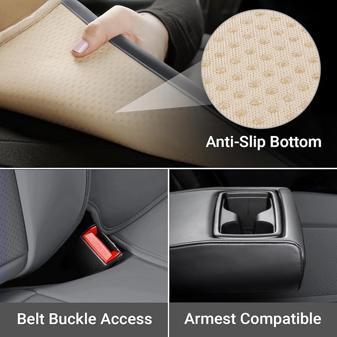 Coverland Custom SUV Car Seat Covers for 2019-2024 Subaru Forester | Premium Waterproof Faux Leather Non-Slip Memory Foam Airbag Compatible Custom Fit Interior Protector [Rear Seat-Dark Gray] - Image 3