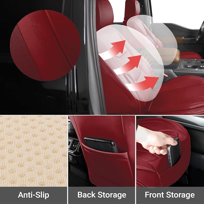 Coverland Custom SUV Car Seat Covers for 2006-2014 Subaru Tribeca | Premium Waterproof Faux Leather Non-Slip Memory Foam Airbag Compatible Custom Fit Interior Protector [Front Seat-Wine Red] - Image 6