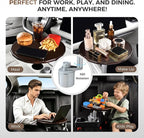 Wooden Car Tray Table with 360° Rotation, Height-Adjustable Car Desk for Laptop, Detachable Car Trays for Eating, Sturdy Steering Wheel Tray, Car Accessories Compatible with Tesla & Most Vehicles - Image 5