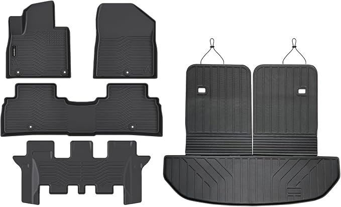 AUXKO Floor Mats Cargo Mat Backrest Mat for Kia Sorento 7 Seats 2016-2020 | High Wall,All-Weather,All Season,Odorless,Anti Slip,Rain&Salt Resistant,TPE Material,Black,Accessories,Pet Friendly - Image 2