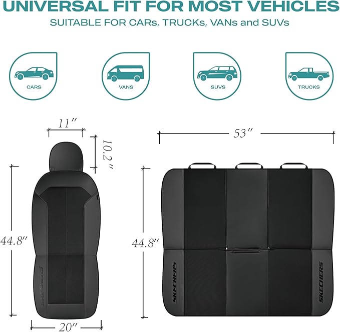 Skechers Car Seat Covers,GOGA Mat Oxford Cloth Seat Covers,Waterproof Car Seat Covers Full Sets,Automotive Universal Fit Seat Cover for Most Cars, Suvs, Trucks,Black - Image 6
