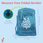 J.L. Childress Gate Check Travel Bag for Single & Double Strollers DLX Blue | AirTag compatible Gate Check Bag with shoulder straps keeps strollers protected & identifiable when airport gate checking - Image 3