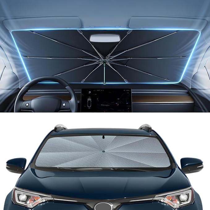 Autorder Windshield Sun Shade Umbrella for 2013-2018 Toyota RAV4 Accessories,Upgraded Ice Crystal Material,Easy Setup Umbrella Sunshade for Car Windshield,100% Sun Blocking by Autorder