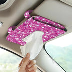 Car Tissue Holder, Cute Sun Visor Napkin Holder Backseat Tissue Case, PU Leather Tissue Box, Funny Car Accessories for Women Men Purple Glitter Pattern - Image 6