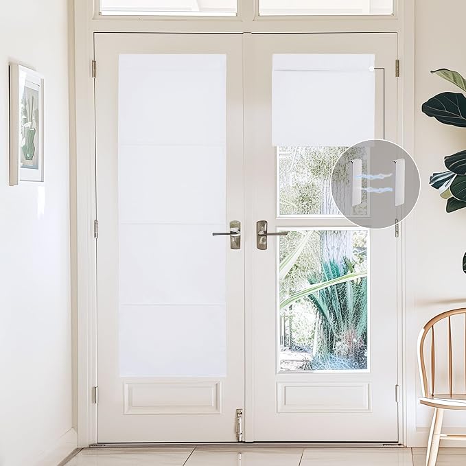 NICETOWN White Magnetic Door Roman Shade for French Glass Window | Thermal Insulated, French Front Door Window Covering, Roman Roll Up Shade for Patio Glass, 27 x 72 inch Long, 1 Panel - Image 7