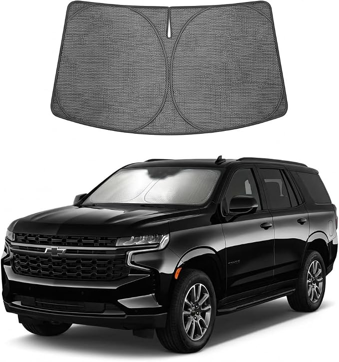 Proadsy Custom Fit Car Windshield Sun Shade for 2021-2026 Chevrolet Tahoe | Ice Crystal Micro-Refraction Blocks 99% UV, Drops Cabin Temp 54°F. Foldable Full Coverage for Summer Parking/Camping Privacy by Proadsy