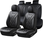 Coverado Car Seat Covers Full Set, Seat Covers for Cars, Front Seat Covers and Back Seat Cover Waterproof Leather Automotive Seat Cover, Universal Car Interior Protectors Cushion for Most Cars by COVERADOAUTO