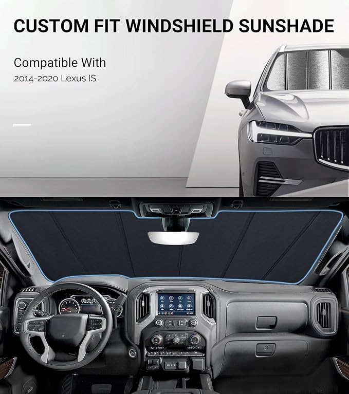 Pigenius Windshield Sun Shade for Lexus IS200t/IS250/IS300/IS350/IS F 2014-2020 - Metallic - Image 2