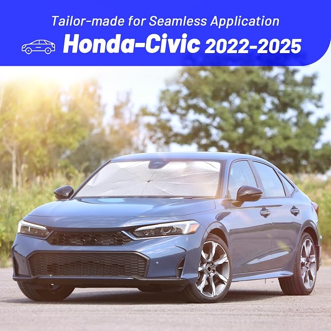 Windshield Sun Shade Umbrella for Honda Civic 2022-2025 Front Window | Foldable Sunshade with 360° Rotating Shaft, Custom Fit Car Shades for Civic Accessories with UV & Heat Protection - Image 3