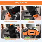 7-In-1 Car Seat Back Organizer with Cup Holders, Tissue Box, Garbage Can&Hooks, Multifunctional Headrest Storage Organizer, Headrest Cup Holder for Backseat, Car Accessories for Trips, Travels(Orange) - Image 4