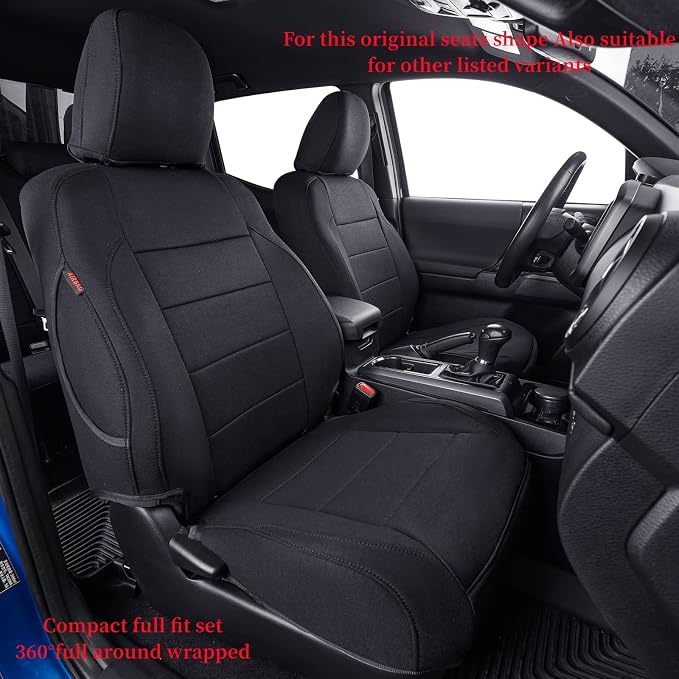 2nd Gen Tacoma Seat Covers Custom Fit for 2012-2015 Toyota Tacoma Double Cab/Crew Cab (TRD Sport Seats),Fully Covered Polyester Truck Seat Protector-Full Set(Black) - Image 6
