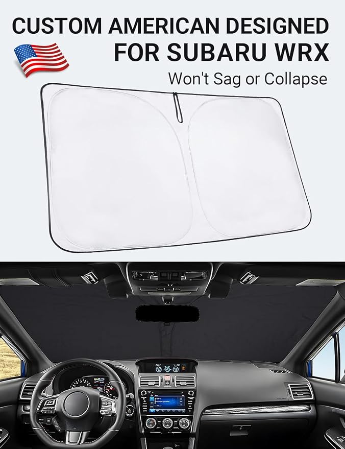 Proadsy Custom Fit 2015-2021 Subaru WRX Windshield Sun Shade, Blocks Heat | 240T Heat Shield, Drops Temp 54°F, Blocks 99% UV, Prevents Dashboard Cracking, Summer Parking & Beach Trips, Easy Twist-Fold - Image 2