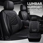 CAR PASS Luxury Nappa Leather Front Seat Covers, Waterproof 3D Foam Seat Covers with Lumbar Support, Breathable Auto Seat Cover Airbag Compatible Universal Fit for Sedan SUV Van Truck, All Black - Image 3