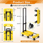 GtIiFmTe Foldable Hand Truck, Lightweight Luggage Cart for Airport Car Seat | Compact Folding dolly with Rotating swivel wheel,storage size12×15.7×4.1",300lbs Load,Upright Lock Handle with 3bungee cords - Image 2