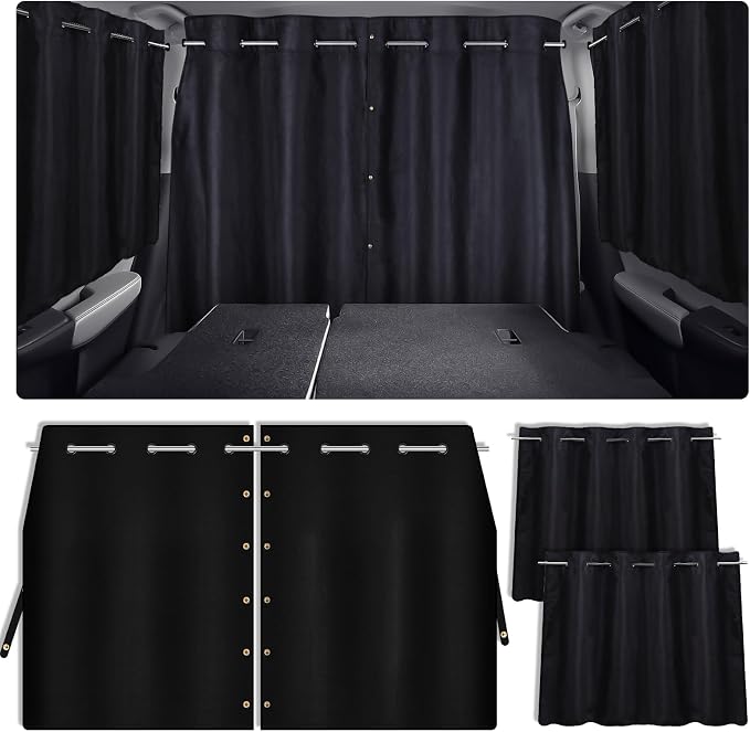 ZATOOTO Car Window Shades with Rods Set of 3, Car Curtains Privacy Blackout | Car Divider Curtain, For Baby, Opaque Suede, Length Adjustable for Most Car SUV Truck Van MPV, Easy to Install - Image 9