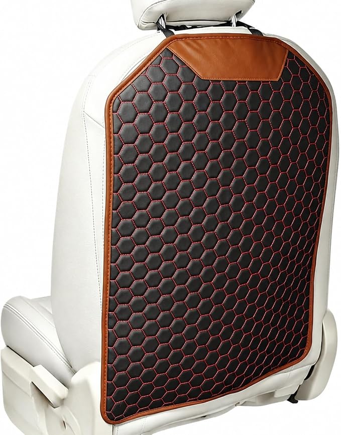 Car Seat Back Protector, Waterproof Faux Leather Kick Mat, Red, 1 Pack | Wide-Coverage Protection with an Easy-Clean Faux Leather Surface by TENLBYC