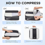 OlarHike 6 Set Compression Packing Cubes for Travel Essentials,Compressible Expandable Space Saver Bags for Organizing Clothes,Luggage Suitcase Garment Bags with Over 1000 pcs Mesh Holes(Black) - Image 3