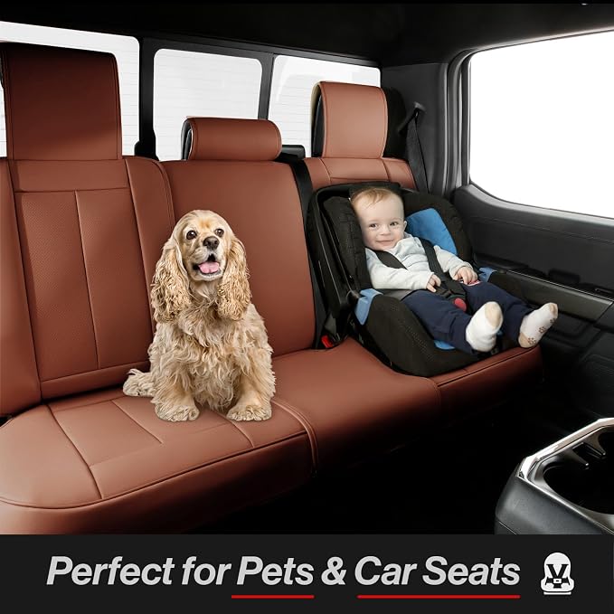 Coverland Custom SUV Car Seat Covers for 2009-2018 Subaru Forester | Premium Waterproof Faux Leather Non-Slip Memory Foam Airbag Compatible Custom Fit Interior Protector [Rear Seat-Camel Brown] - Image 5