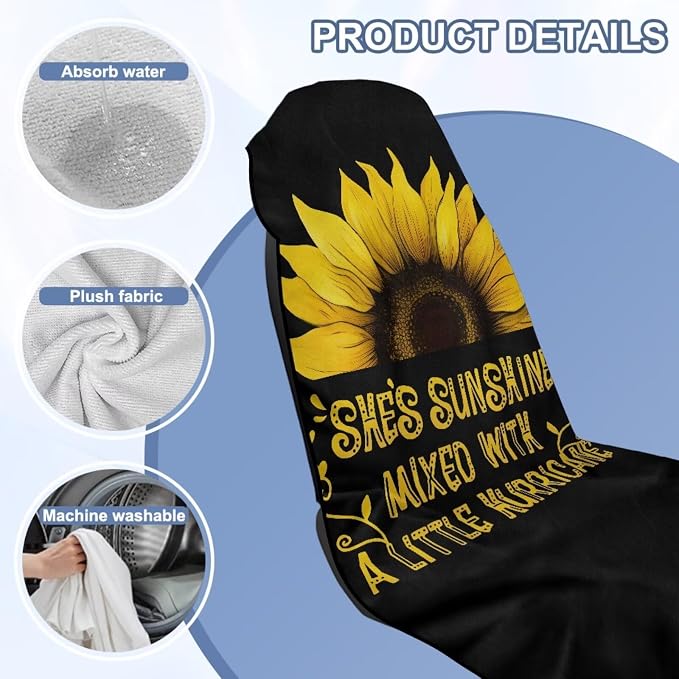 Sunshine Sunflower Car Seat Towel with Storage Bag Auto Interior Front Seat Towel Protector Sunflower Car Interior Accessories Universal Non Slip Waterproof Sweat Protector Beach Yoga Towels - Image 6