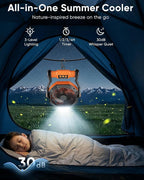 Portable Rechargeable Fan, 20000mAh Battery Powered Camping Fan with LED Light & Hook, 270° Adjustable, 4-Speed, 4H Timer Camping Essentials for Outdoor Tent Travel BBQ Car_Orange - Image 3