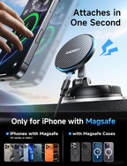 ANDERY Only for iPhone Magsafe Car Mount Charger, 15W Fast Wireless Charge | [78+LBS Strong Suction & 2400gf Magnetic] 360° Adjustable Car Mount Phone Holder, Car Interior Accessory with Dashboard Pad - Image 7