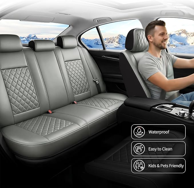 for Subaru Forester 2009-2026 Car Seat Covers, Full Set, Gray | Luxury Full Coverage Leather Seat Protectors, Waterproof Breathable, Non-Slip, Easy to Install, Airbag Compatible, All-Season - Image 5