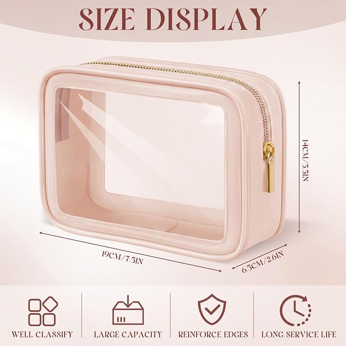 Hsei 12 Pcs Clear Makeup Bags Diaper Bag Organizer Travel Toiletry Bags with Zipper Clear Cosmetic Organizer Car Storage Pouch Bridesmaid Gift for Women Beach Vacation (Skin Tone) - Image 2
