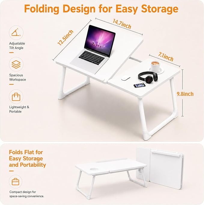 Car Desk for Laptop, Car Seat Table Tray with Cup Holder | Adjustable Car Desk for Travel, Eating, Laptop Work and Trips, Foldable Car Seat Table Organizer - Image 3