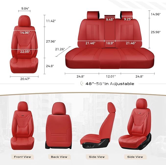 Coverado Car Seat Covers Full Set, Front Seat Covers with Lumbar Support and Back Seat Cover Waterproof Leather Automotive Seat Cover, Universal Car Interior Protectors Cushion for Most Cars - Image 7