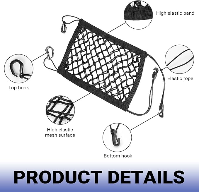 Car Pet Barrier Net, Double-layer Coarse Mesh Partition Between Front Seats, 11.4" x 10.2" Rear Seat Mesh Barrier with Storage, Universal for Most Cars, Trucks, SUVs (Black) - Image 3