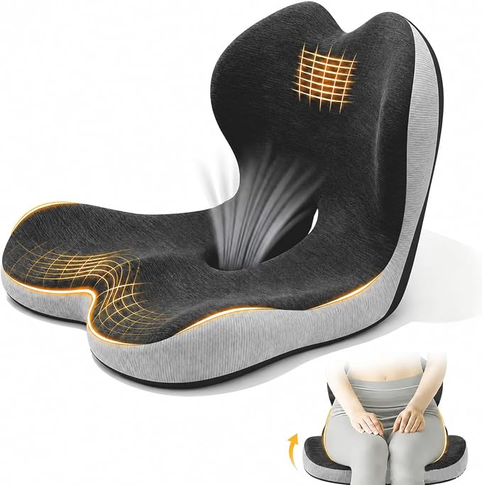 Car Seat Cushion for Long Driving, Office Chair Cushion | Truck Seat Cushion, Increase Height by 3.94 Inch, Double Non slip, Improves Sitting Posture, Sciatica & Tailbone Pain Relief by Unknown