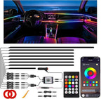 Car LED Strip Lights, Interior Acrylic LED Lights for Car with Dynamic Rainbow Dream Color Chasing, Ambient Lighting Kits Music Sync (8 in 1(6 * 29.5"+43.3"+14.5")) by Unknown