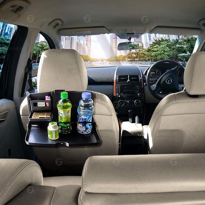 ZONETECH Multi-Functional Portable Foldable Car Backseat Tray Desk - Black Vehicle Table for Food, Meal, Snack, Laptop - Stay Organized When on The Go (1-Pack) - Image 8