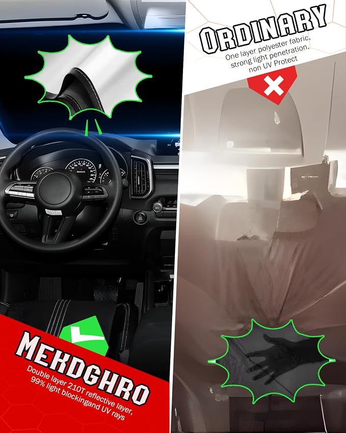 Custom Fit Windshield Sun Shade for Blazer EV 2024-2025 2026 | Foldable, Easy to Install & Store, Full Coverage, 210T Reflective Fabric, Blocks 99% of UV Rays - Image 4