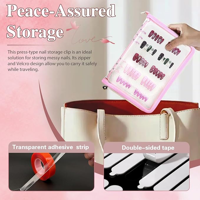 Press on nail storage Nail Storage Book - Portable Versatile Organizer for Press - On Nails, Jewelry and More with 90 Pcs Adhesive Double Sided Tape - Image 6