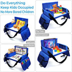 Travel Tray for Kids, Carseat Table Tray for Road Trip Activities, Toddler Lap Desk Organizer for Airplane - Blue - Image 6