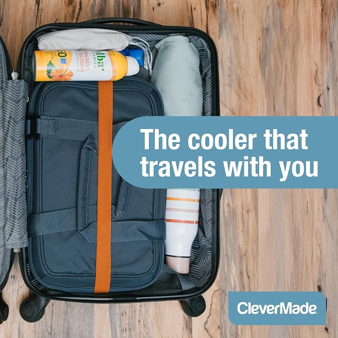 CleverMade Pacifica Collapsible Cooler Bag, Medium Travel Cooler, Cool Gray | Keep Drinks Cold and Pack Light | A Reinforced Base, Storage Pocket, Bottle Opener, and Shoulder Strap Add Outdoor Utility - Image 8