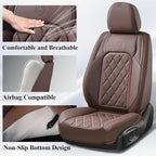 Coverado Car Seat Covers Full Set, Luxury Faux Leather Waterproof Seat Cover, Front and Back Car Seat Protector, Universal 5 Seat Leather Seat Cushion, Carseat Cover Fit Most Cars, Coffee - Image 2