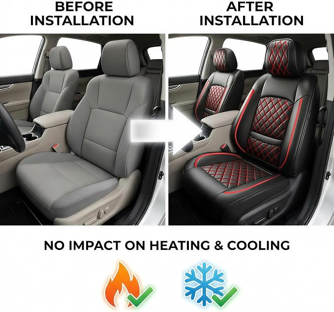 Fit for CH-R Car Seat Covers Compatible with Toyota CHR 2018-2022 - Waterproof Breathable Leather Automotive Seat Cushions Protector, Airbag Compatible,Only 2 Front seat Covers(Redline) - Image 5