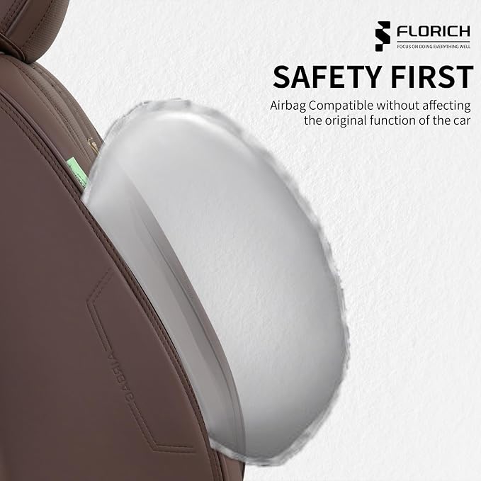 FLORICH Car Seat Covers, Dark&Brown Leather Car Seat Covers Front Seats, Premium Leatherette Car Seat Cushion for Cars, Automotive Seat Protectors Universal Fit for Most Sedans Cars SUV Trucks - Image 4