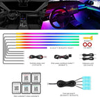 Dreamcolor Acrylic Interior Car LED Strip Light with Wireless APP, RGB 10 in 1 with 175 inches 612 LEDs Fiber Optic Strip Lights for Car, Dual Zone Symphony Neon Car Ambient Lighting - Image 3
