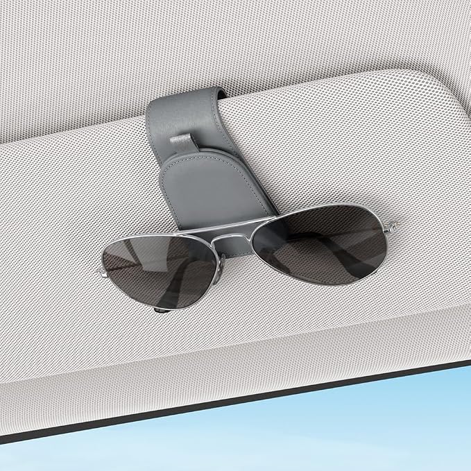 Sotfamily Magnetic Sunglass Holder for Car Visor, 2 Packs, Faux Leather | Strong Magnetism, for Most Car Visors, No Marks on Visor, Gift-Ready Packaging, Sunglass Organizer, Car Accessories for Men - Image 2